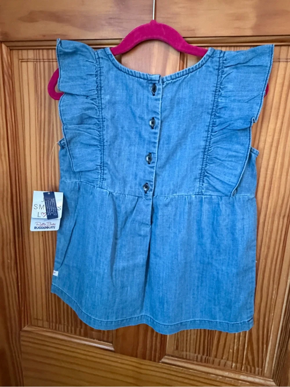 Ruffle Butts Denim Ruffle-Sleeve Tank Top - Blue